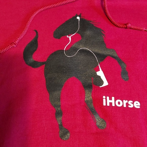 "iHorse" Men's Gildan 2XL Deep‎ Red Hooded Long Sleeve Heavy Weight Sweatshirt - Picture 1 of 9
